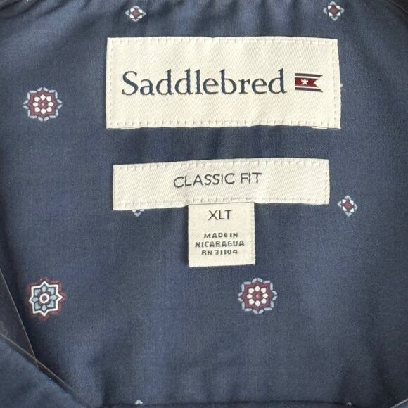 Saddlebred Classic Fit Button-Down Shirt XLT Blue Easy Care - Picture 5 of 12